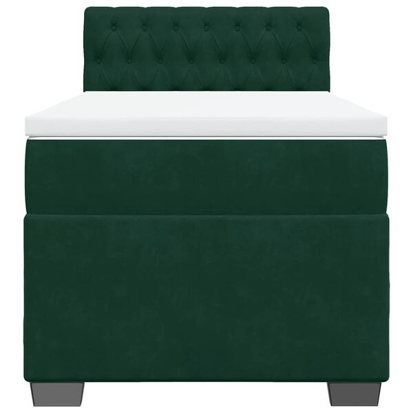 vidaXL Boxspringbett mit Matratze Dunkelgr&uuml;n 90x190 cm Samt