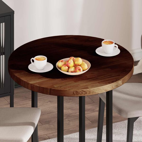 vidaXL Tischplatte Hellbraun &Oslash; 80 x 4 cm Massivholz Eiche