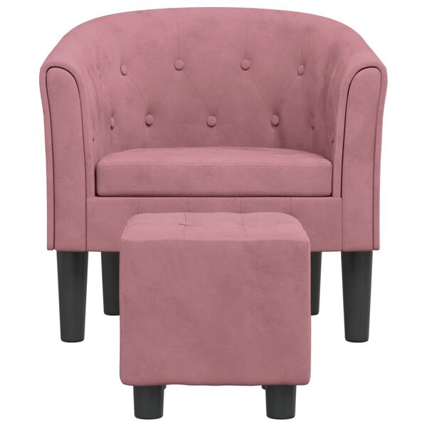 vidaXL Clubsessel mit Fu&szlig;hocker Rosa Samt