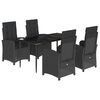 vidaXL 5-tlg. Garten-Essgruppe mit Kissen Schwarz Poly Rattan
