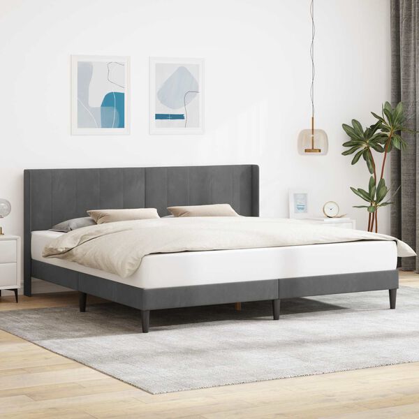 vidaXL Bettrahmen mit Kopfteil Dunkelgrau 180 x 200 cm Samt