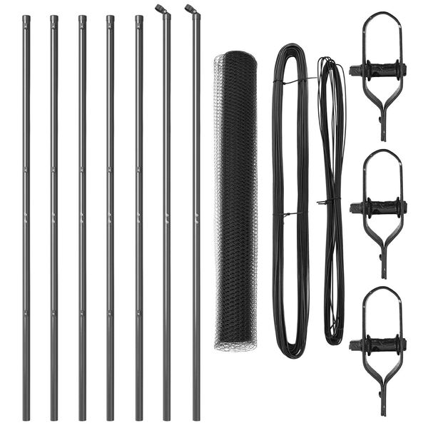 vidaXL Zaunpfosten Grau 10 x 1,4 m (25 mm Maschen) Stahl und PVC