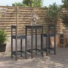 vidaXL 3-tlg. Bar-Set Grau Massivholz Kiefer