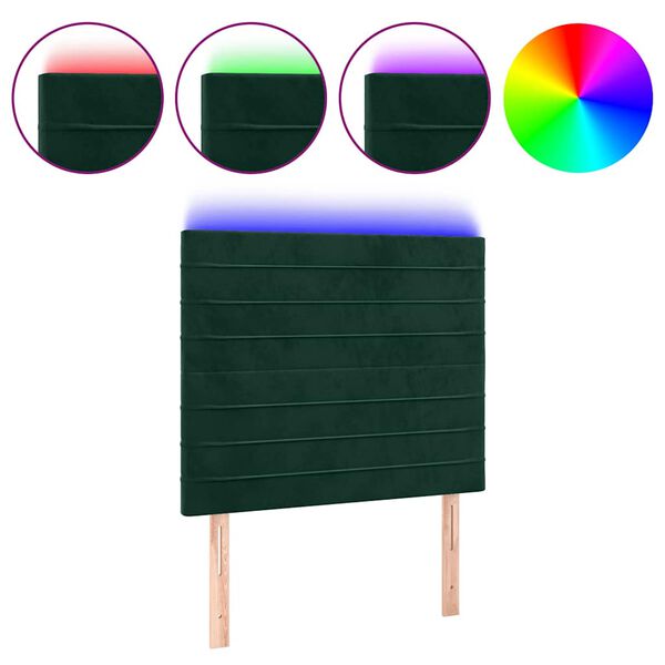 vidaXL LED Kopfteil Dunkelgr&uuml;n 80x5x118/128 cm Samt