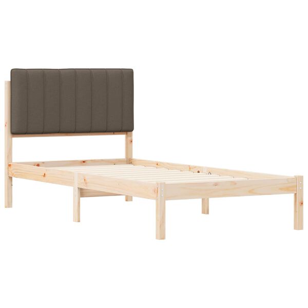 vidaXL Bettgestell mit gepolstertem Kopfteil Taupe 90 x 190 cm