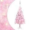 vidaXL K&uuml;nstlicher Weihnachtsbaum mit Beleuchtung & Kugeln Rosa 150cm