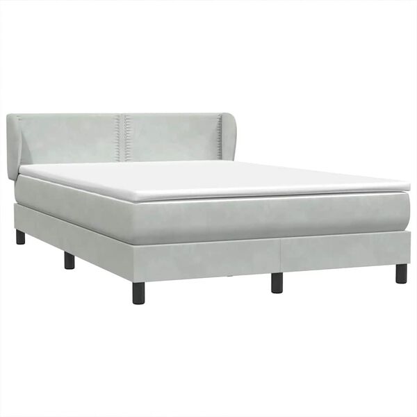 vidaXL Boxspringbett mit Matratze Hellgrau 140x220 cm Samt