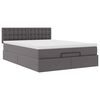 vidaXL Ottoman-Bett mit Matratze Grau 140x190 cm Kunstleder