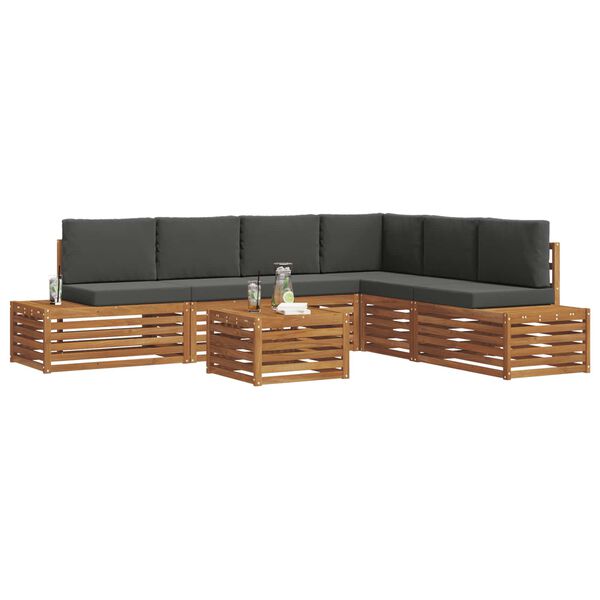 vidaXL Outdoor-Sofagarnitur mit Kissen 7 St&uuml;ck Natur und Anthrazit