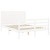 vidaXL Massivholzbett mit Kopfteil Wei&szlig; 140x190 cm