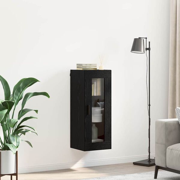 vidaXL Wandschrank Schwarz Eichen-Optik 34,5 x 34 x 90 cm
