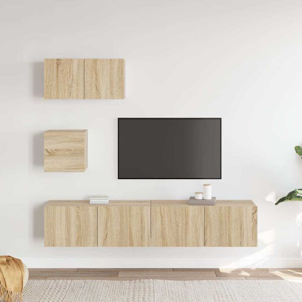 vidaXL 4-tlg. TV-Schrank-Set Sonoma-Eiche Holzwerkstoff