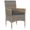 vidaXL 3-tlg. Bistro-Set mit Kissen Grau Poly Rattan und Glas