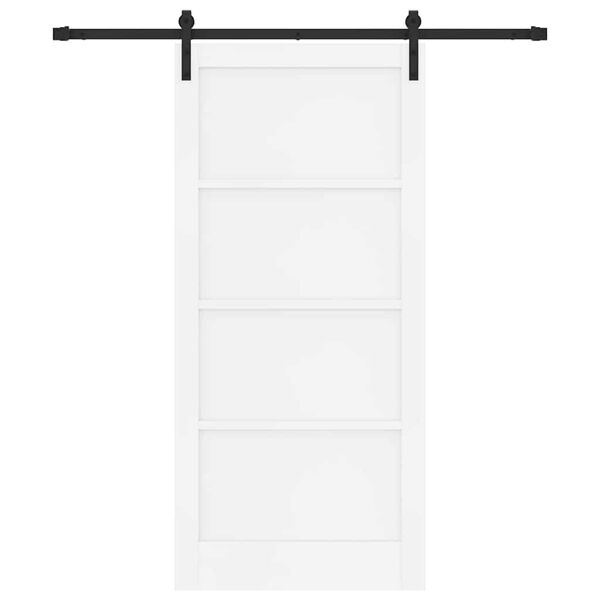 vidaXL Schiebet&uuml;r Wei&szlig; und Schwarz 93 x 202 cm Massives Kiefernholz