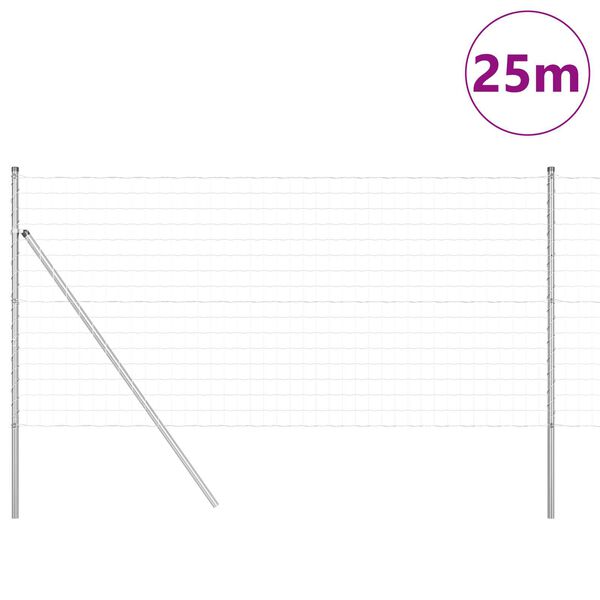 vidaXL Zaun mit Pfosten Silber 1 x 25 m Stahl und PVC