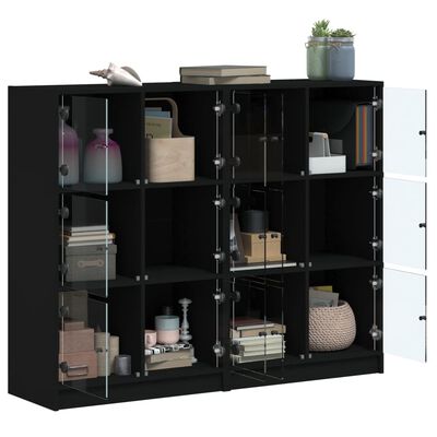 vidaXL Bücherregal mit Türen Schwarz 136x37x109 cm Holzwerkstoff