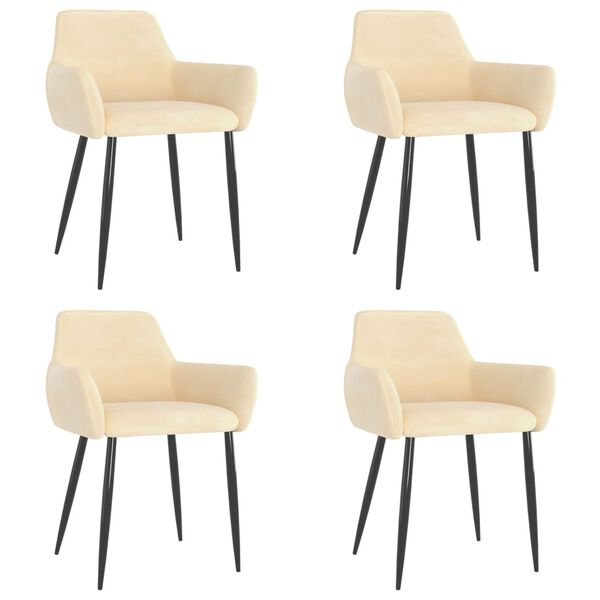 vidaXL Esszimmerst&uuml;hle 4 Stk. Creme Samt