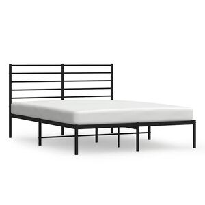 vidaXL Bettgestell mit Kopfteil Metall Schwarz 135x190 cm