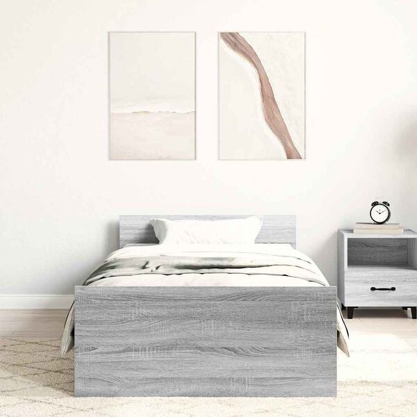 vidaXL Bettgestell Grau Sonoma 75x190 cm Holzwerkstoff