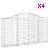 vidaXL Gabionen mit Hochbogen 4 Stk. 200x30x100/120cm Verzinktes Eisen