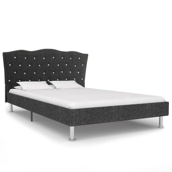 vidaXL Bett mit Memory-Schaum-Matratze Dunkelgrau Stoff 140&times;200 cm