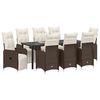 vidaXL Garten Essgruppe mit Kissen 9 pcs Braun Poly-Rattan