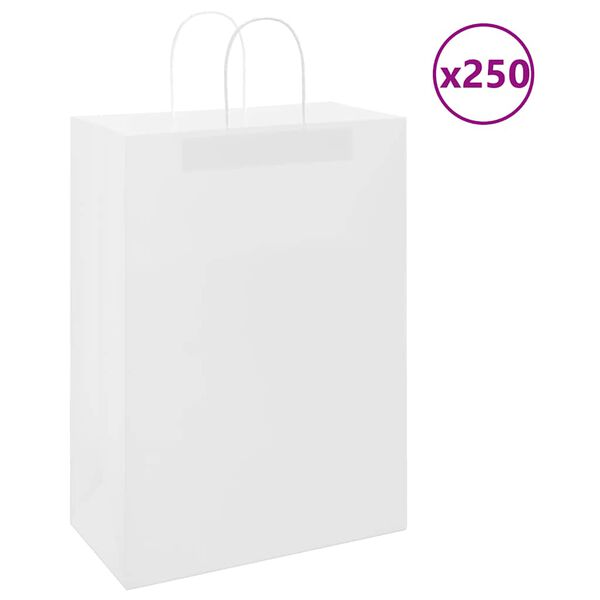 vidaXL Papiertragetaschen 250 Stk. mit Henkeln Wei&szlig; 32x17x44 cm