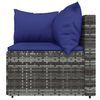 vidaXL 3-tlg. Garten-Lounge-Set mit Kissen Grau Poly Rattan