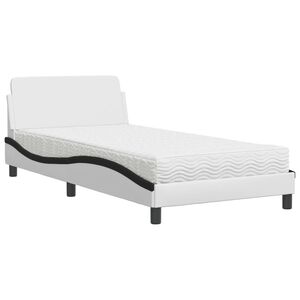 vidaXL Bett mit Matratze "Dover" Wei&szlig; und Schwarz 100x200 cm Kunstleder