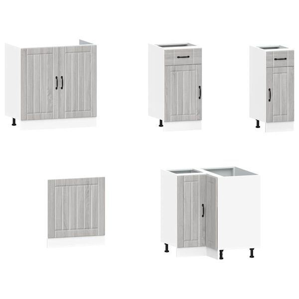 vidaXL 11-tlg. K&uuml;chenschrank-Set Lucca Grau Sonoma Holzwerkstoff
