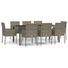 vidaXL 9-tlg. Garten-Essgruppe mit Kissen Grau Poly Rattan