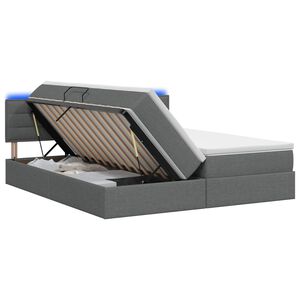 vidaXL LED-Speicherbett mit Matratze Dunkelgrau 180 x 200 cm Stoff