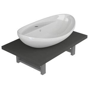 vidaXL 2-tlg. Badm&ouml;bel-Set Keramik Grau