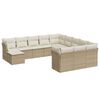vidaXL 12-tlg. Garten-Sofagarnitur mit Kissen Beige Poly Rattan