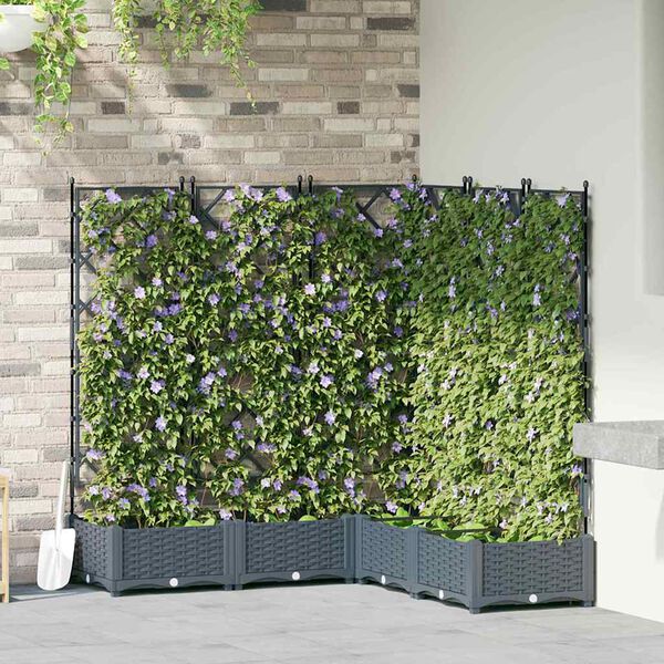 vidaXL Garten-Pflanzgef&auml;&szlig; 5 pcs Hellgrau 120 x 120 x 125,5 cm Stahl