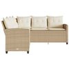 vidaXL L-förmiges Couchsofa mit Kissen Beige Polyrattan