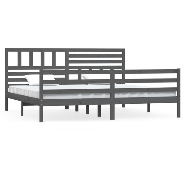 vidaXL Massivholzbett Grau 200x200 cm