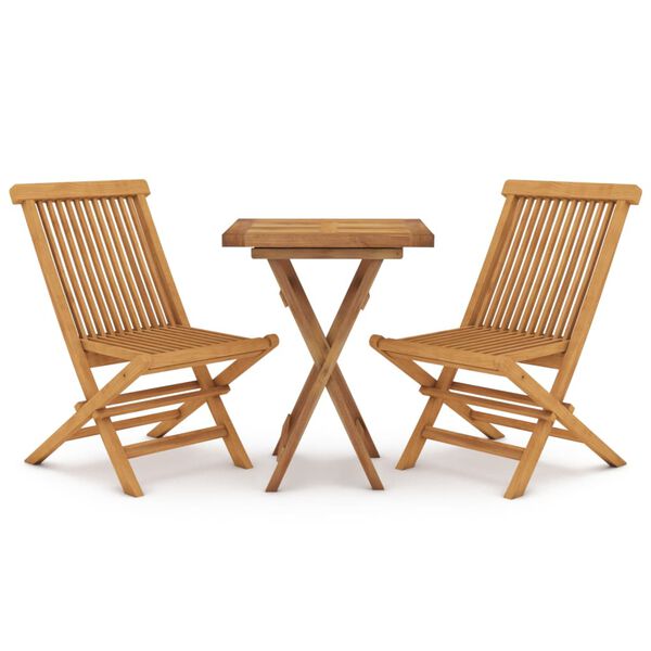 vidaXL 3-tlg. Garten-Essgruppe Massivholz Teak