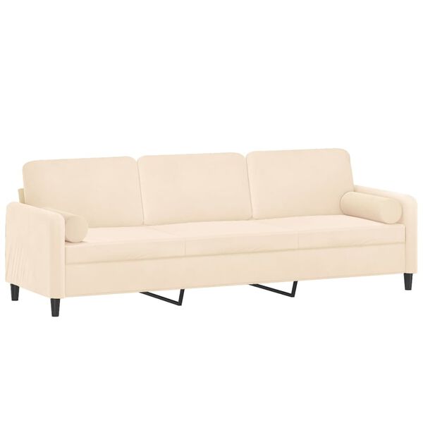vidaXL 3-Sitzer-Sofa mit Kissen Creme 210 cm Samt