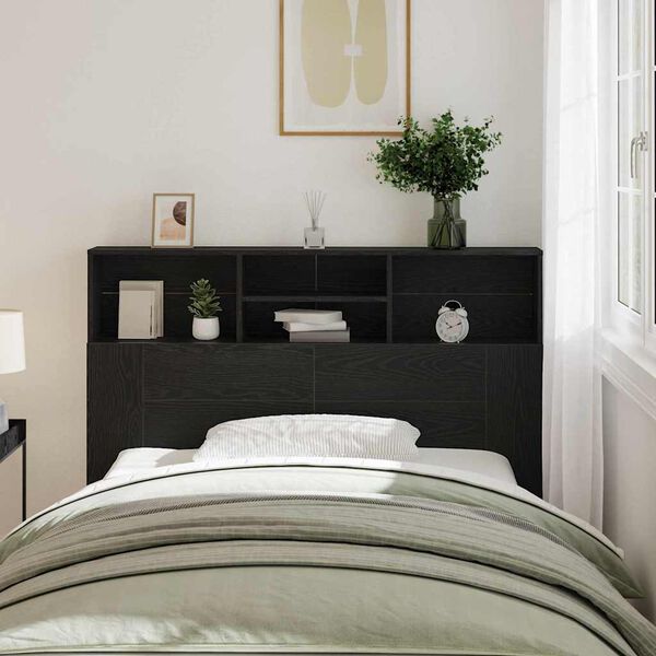 vidaXL Kopfteil Schrank Schwarz Eichen-Optik 140 x 19 x 103,5 cm