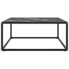 vidaXL Couchtisch Schwarz mit Schwarzem Glas in Marmor-Optik 80x80x35