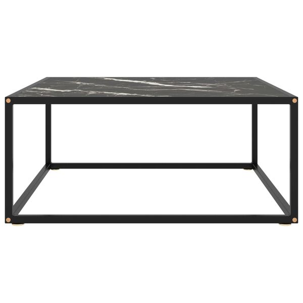 vidaXL Couchtisch Schwarz mit Schwarzem Glas in Marmor-Optik 80x80x35