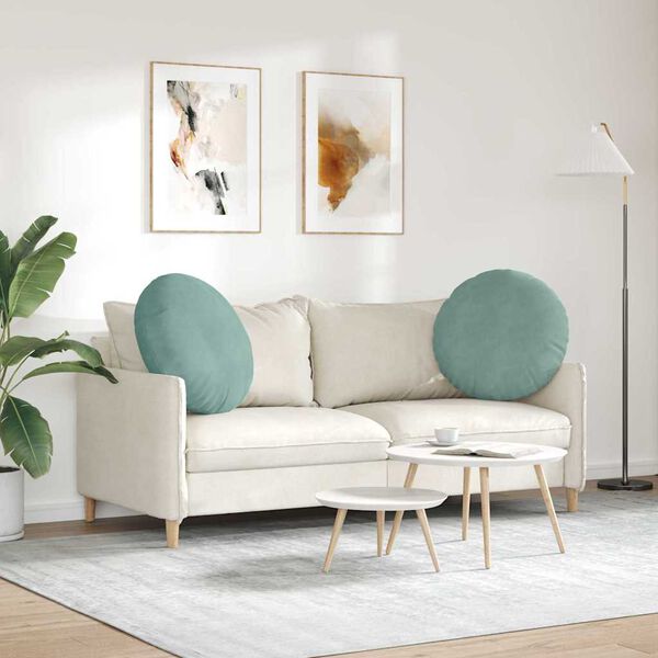 vidaXL Sitzkissen 2 St&uuml;ck Meergr&uuml;n &Oslash; 60 x 21 cm Samt