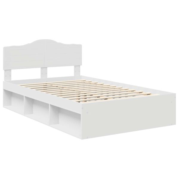 vidaXL Bettrahmen mit Kopfteil Wei&szlig; 135 x 190 cm Massives Kiefernholz