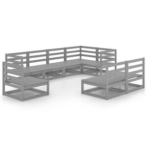 vidaXL 8-tlg. Garten-Lounge-Set Grau Massivholz Kiefer
