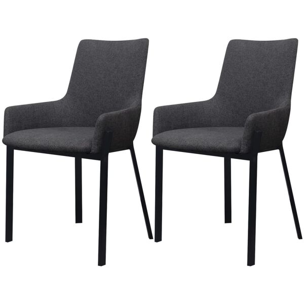vidaXL Esszimmerst&uuml;hle 2 Stk. Dunkelgrau Stoff