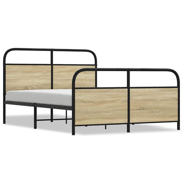 vidaXL Metallbett ohne Matratze Sonoma-Eiche 140x200 cm