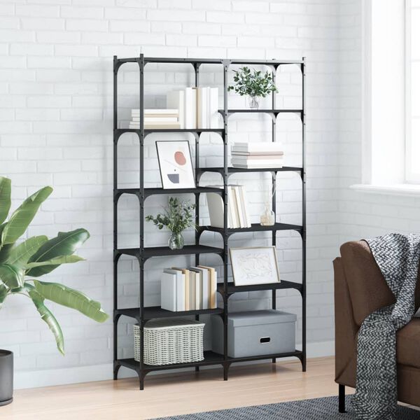 vidaXL B&uuml;cherregal Schwarz 100x32x170 cm Holzwerkstoff und Eisen