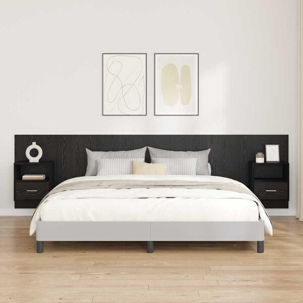 vidaXL Kopfteil mit Schrank 3 pcs Schwarz Eichen-Optik Holzwerkstoff