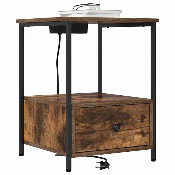 vidaXL Nachttisch Ger&auml;ucherte Eiche 42 x 41 x 56 cm Holzwerkstoff